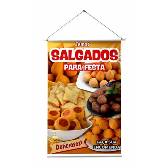 BANNER EM LONA ARTE PRONTA - SALGADOS PARA FESTAS