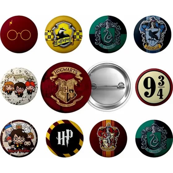 Kit 10 Botton Broches Tema Harry 3,5cm
