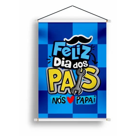 BANNER EM LONA ARTE PRONTA - FELIZ DIA DOS PAIS AZUL