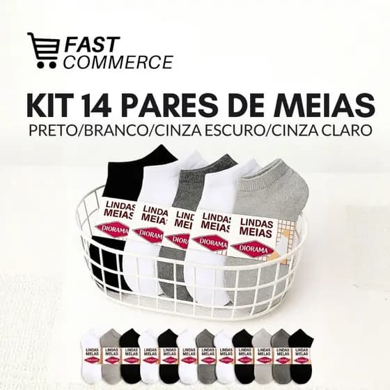 Kit 14 Pares de Meias Femininas Para Tênis – Super Confortáveis, Alta Durabilidade, Leves e com Caimento Ideal no Pé