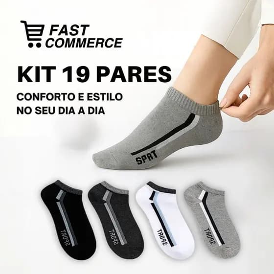 Kit 19 – Meias Masculinas Cano Curto Dia a Dia Conforto Extremo, Tecido Macio, Alta Durabilidade e Ajuste Perfeito