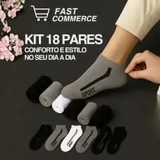 Kit 18 Meias Masculinas Sport Cano Curto Conforto Macio Para Caminhada Corrida Academia Treinos Uso Diário Resistente