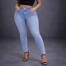Calça Jeans Feminino Delave Lavagem Clara Cintura Alta com Elasticidade e Caimento Perfeito 36 ao 46