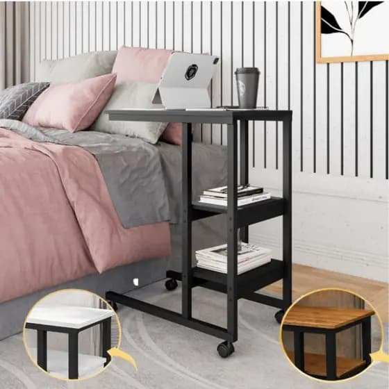Mesa Auxiliar Fit  Compacta, Funcional e Ideal para Sofá, Cama e Sala de Leitura opções preta branca e marrom