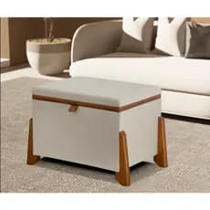 Puff Baú Multiuso com Tampa – Banco Organizador Moderno Sala Quarto Closet
