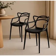 Conjunto 2x Cadeiras Allegra Preto Polipropileno Decora Moveis para Sala e Jardim