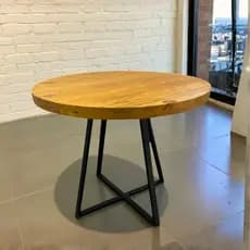 Mesa ripada 60cm - Mesa Redonda Tampo Ripado 60cm Madeira Maciça 4 Lugares Bar Lanchonete