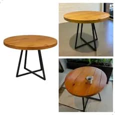 MESA RIPADA 70CM - Mesa Redonda Madeira Maciça 70 Cm Restaurante Bar Padaria