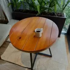 Mesa Redonda Ripada 80cm Madeira Maciça – 4 Lugares | Restaurante, Bar e Cozinha