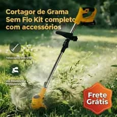 Roçadeira Cortador De Grama Sem Fio Portátil 3 Tipos de Lâmina Telescópica Dobrável Aparador Multifuncional Kit Completo
