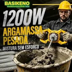 Misturador Elétrico De Argamassa Tinta Gesso Rejunte Textura 1200w Elétrico Profissional 6 Velocidades Com Acessórios