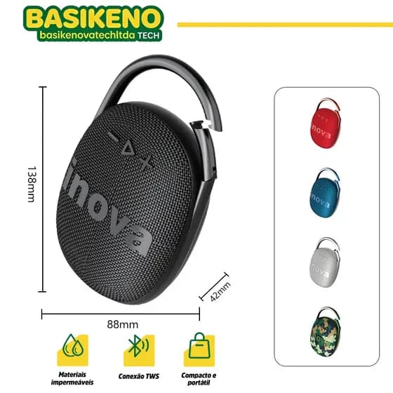 INOVA Caixa de Som Bluetooth 5.1 Portátil 40W Áudio Premium Potente TWS Sem Distorção Compacta Leve Bateria 500mAh