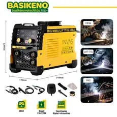 BASIKENO Maquina de Solda Inversora 300A 3 em 1 MIG MMA TIG IGBT Bivolt 110/220V Portátil Com Display Digital Acessórios