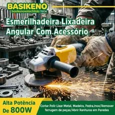 Esmerilhadeira Lixadeira Angular Profissional 800w 115mm 11000rpm Com Acessório Cabo Lateral Cabo Rotativo Eficiente