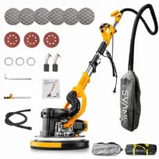 Lixadeira Parede Teto Pisos Drywall Elétrica Telescópica 1200W 7 Velocidades Sem Poeira Com Luz e Saco Coletor 9 Lixas