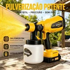 (Fluxo Ajustável)Pistola De Pintura Pulverizadora Elétrica Profissional Para Automotiva Parede Móveis Portas Madeira