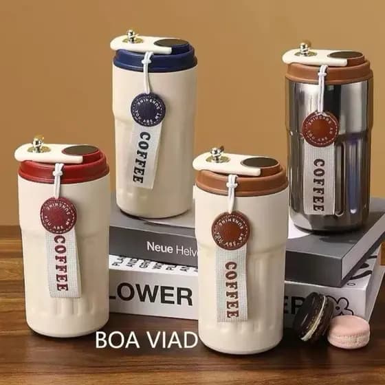 ASAS Copo Térmico Cafe Inox Portátil com tampa ,450ml Com LED Temperatura Antivazamento