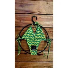 Biquíni Cortininha Feminino Estampa Calçadão Copacabana Verde e Amarelo | Poliamida Premium | Moda Praia