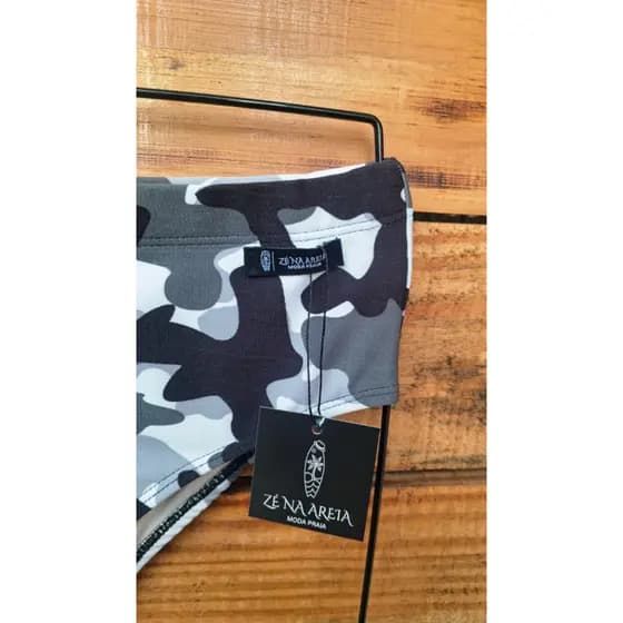 Sunga Slip Camuflada Preto Cinza e Branco | Poliamida com Forro | Moda Praia