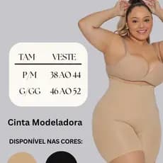 Short Cinta Modeladora Alta Compressão Aperta Barriga 4Barbatanas Não Enrola EMPINA BUMBUM PLUS SIZE