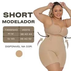 Short Cinta Modeladora Bege Alta Compressão 4 Barbatanas Modela Cintura Não Enrola Plus Size