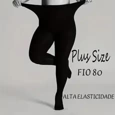 Meia Calça Plus Size Fio 80 Frio Preta Opaca Elastica