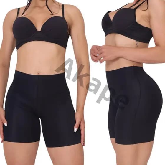 Short segunda pele feminina Preto & Berge cinta Bermuda  Modeladora  Lisa Sem Costura Confortável.