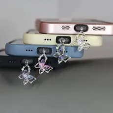 Linda Borboleta Telefone Poeira plug Acessórios Decoração Pendurado Pingente Para iPhone Samsung Tipo-C Porta De Carrega