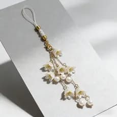 Lírio Do Vale Encantos Telefone Artesanal Bonito Flor Corrente Saco Decoração Ornamento Orquídea Pingente Carro Chaveiro