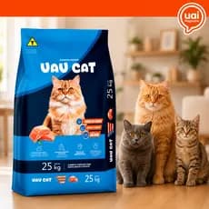 Ração Gato Adulto E Filhote 25Kg Uau Cat Tradicional Salmão