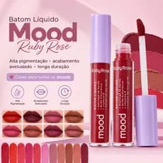 Batom Líquido Alta Pigmentação Mood Ruby Rose Vegano 3,2ml