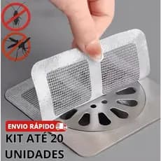 Kit 10/20 Filtro de Ralo Descartável 10x10 – Autoadesivo Proteção Contra Baratas Mosquitos e Cabelos