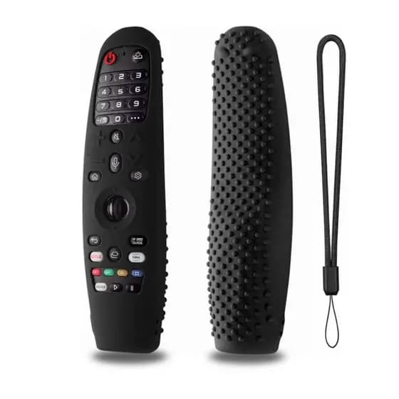 Capa de Silicone Preta Antiderrapante com Alça de Segurança para Controle LG Magic