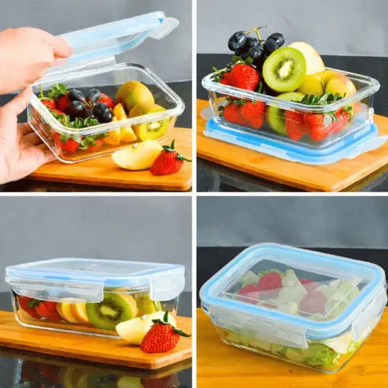 1/2/3/4/5/6  Potes de Vidro Hermético 630ml de Vidro para Marmitas Mantimentos com 4 Travas