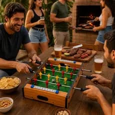 Mesa Pebolim Madeira Portátil Jogo Futebol Botão Família Copa 2026 Presente Dia Pais