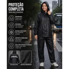 Conjunto Unissex Moto Trabalho Capa Impermeavel Chuva Vento Reflexiva Motociclista
