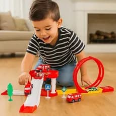 Pista Resgate Bombeiro Brinquedo Veículos Ambulância Caminhão Garagem Interativa Ação Crianças