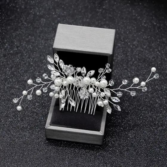 Grinalda Arranjo de Cabelo de Noiva Debutante com flores e pérolas strass, acessório de cabelo Casamento Festa
