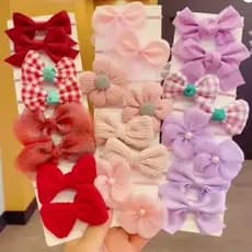 Kit 10 Lacinhos Elástico de Cabelo Infantil com Laço Floral Fashion para Meninas