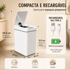 Lixeira Inteligente Automática 14L/17L/21L Sensor Automático Cozinha Banheiro