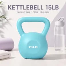 Kettlebell 15LB Azul Peso Russo para Treino em Casa Fitness Feminino e Funcional