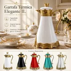 Garrafa Térmica 1L Luxo Estilo Europeu - Jarra Vintage Elegante para Café e Chá, Decoração de Mesa