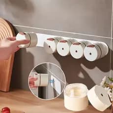 Kit Com 6 Porta Tempero Magnético Com Barra Suporte Controle Dosagem Potes Para Condimentos Cozinha