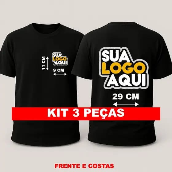 Kit 3 Camisetas Personalizadas Com Sua Logo 100% Algodão Fio 30.1 -  Envio Rápido
