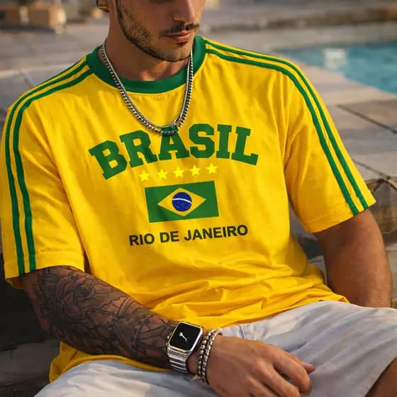 Camiseta Brasil Oversized Masculina StreetWear 100% algodão