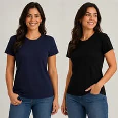 Kit 2 T-shirt Básica Feminina Baby Look Dia a Dia Uniforme 100% Algodão Confortável