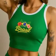 KIT 05 Cropped Regata Brasil Feminino Confortável Moda 2026
