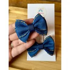 Par de Laços infantil fita tipo Jeans| Laço infantil duplo | Laço infantil