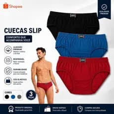 Cuecas Slip Básica Tradicional Adulto 100% Algodão Tradicional