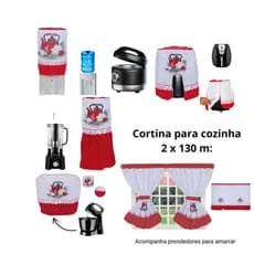 KIT CAPAS BATEDEIRA+FRITADEIRA+LIQUIDIFICADOR+GALAO+PANELA DE ARROZ+CORTINA PARA VARAO ROSA BRANCA